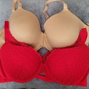 Auden Red and Tan T-Shirt Bras with Underwire Support